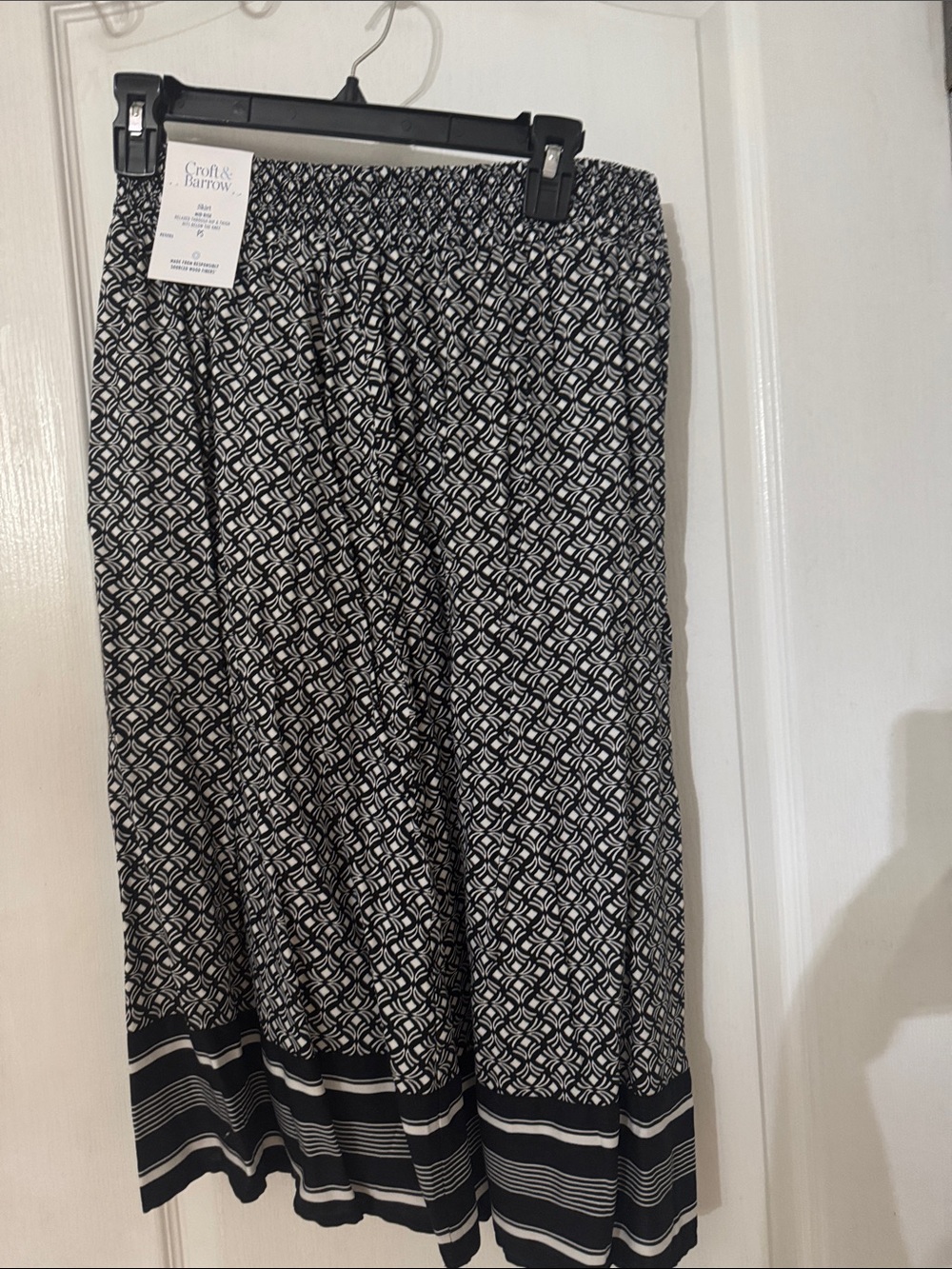croft & barrow Black and White Geometric Print Midi Skirt